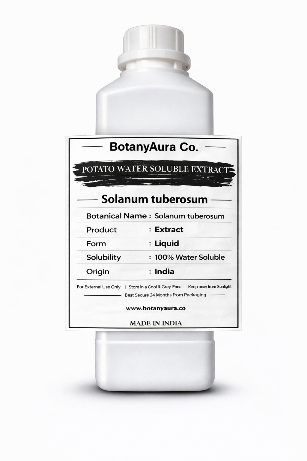 Potato Water Soluble Extract by BotanyAura Co. in white bottle