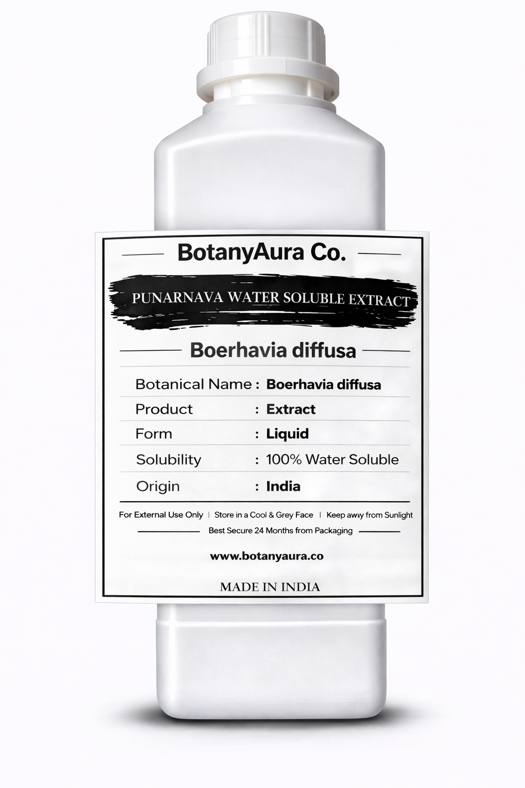 Punarnava Water Soluble Extract by BotanyAura Co. in white bottle