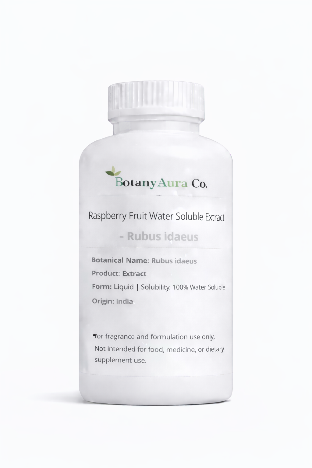 Raspberry Fruit Water Soluble Extract by BotanyAura Co. in white bottle