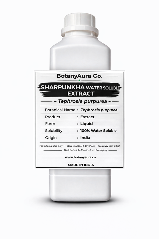 Sharpunkha Water Soluble Extract by BotanyAura Co. in white bottle