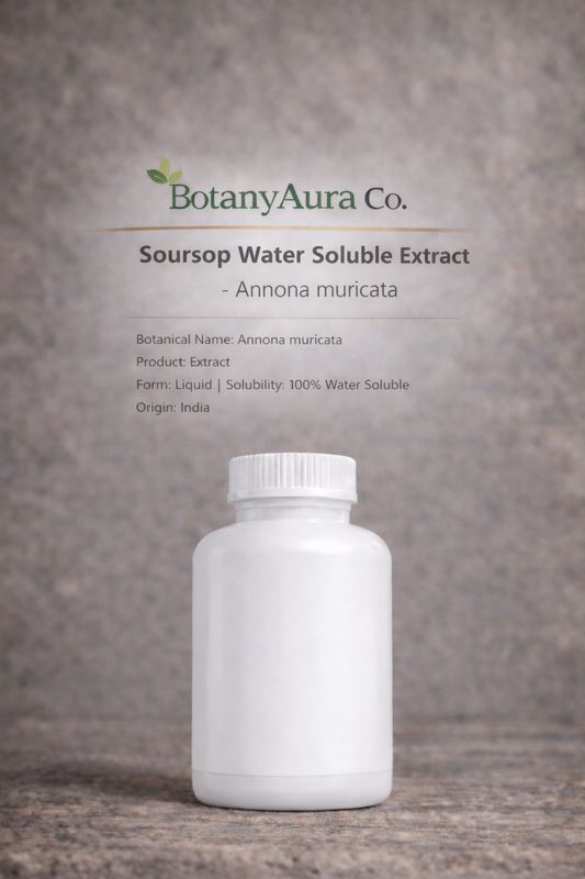 Soursop Water Soluble Extract by BotanyAura Co. in white bottle