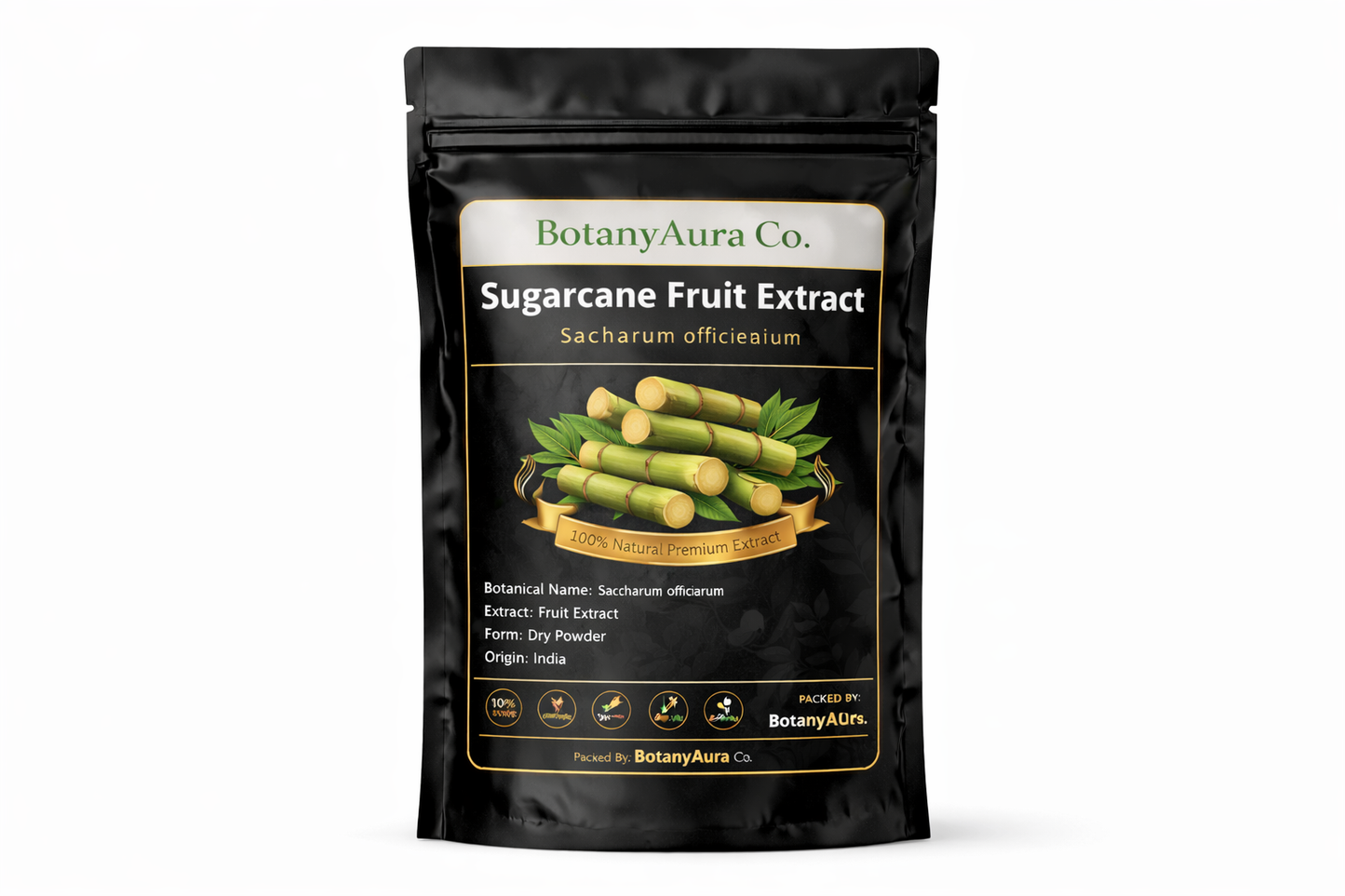 Sugarcane Fruit Extract dry powder made from Saccharum officinarum packed by BotanyAura Co