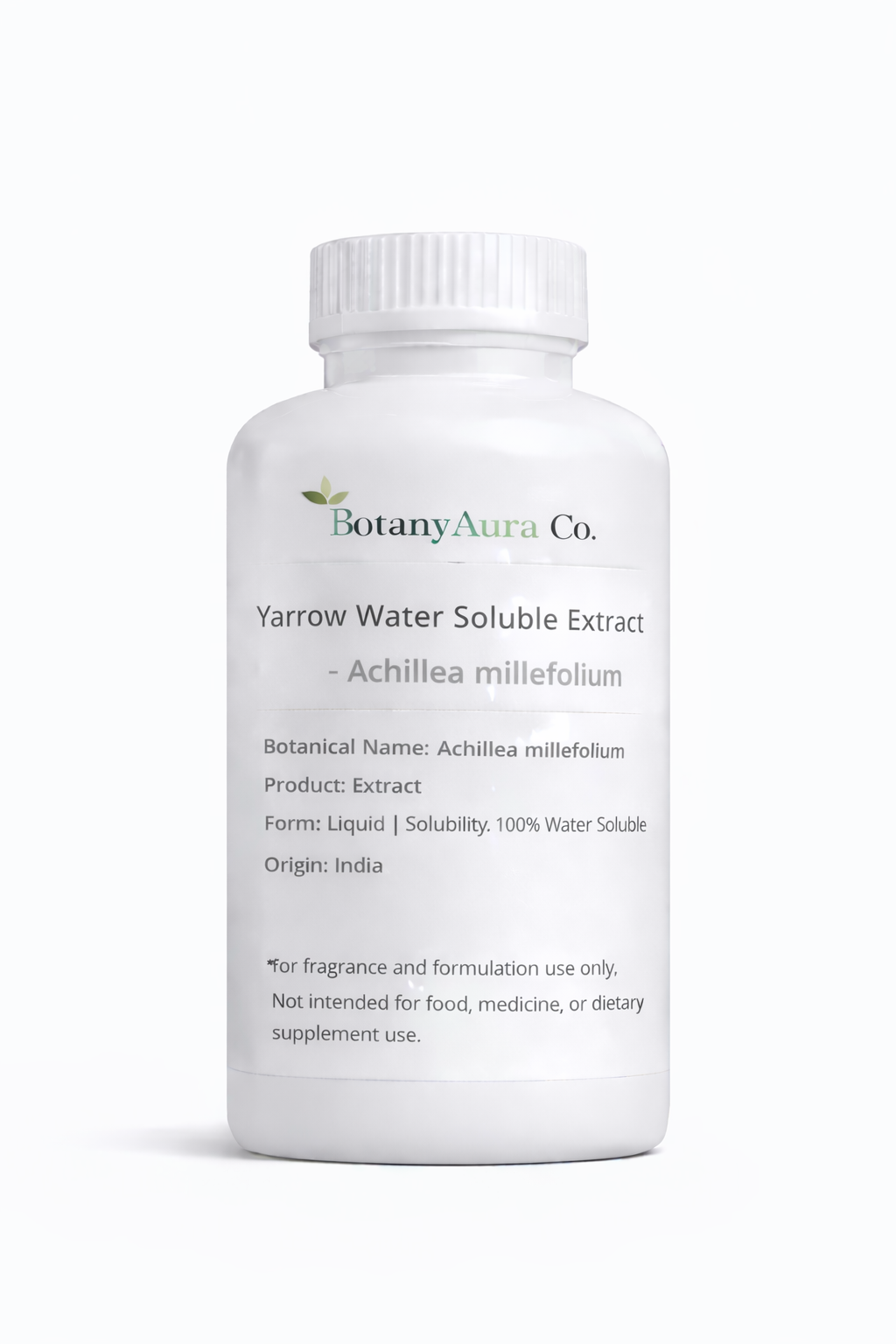 Yarrow Water Soluble Extract by BotanyAura Co. in white bottle